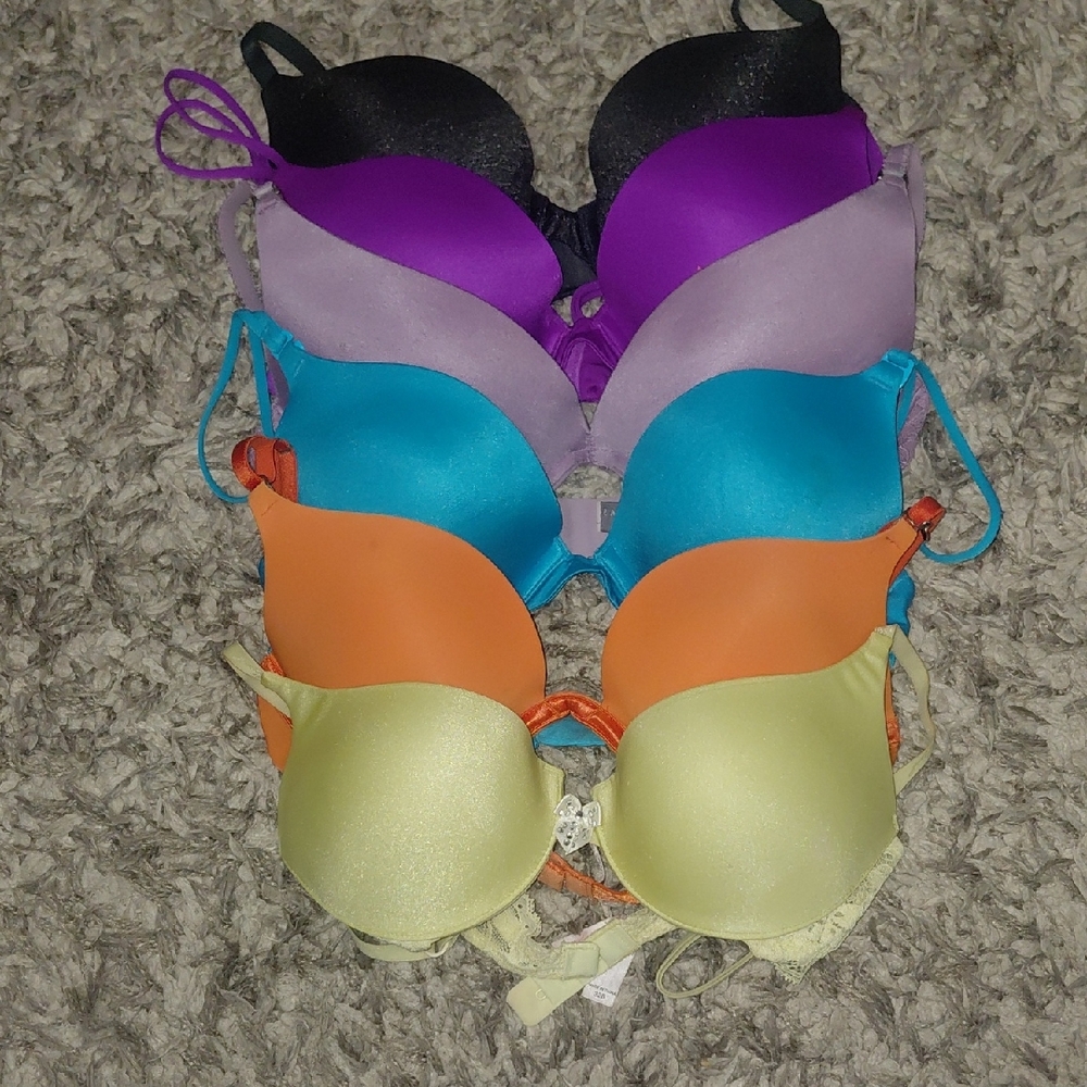 Victoria's Secret Vibrant Bra Collection - Black, Purple, Blue, Orange, Yellow